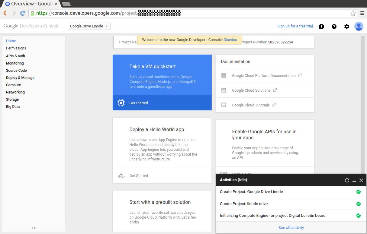 The project “dashboard”