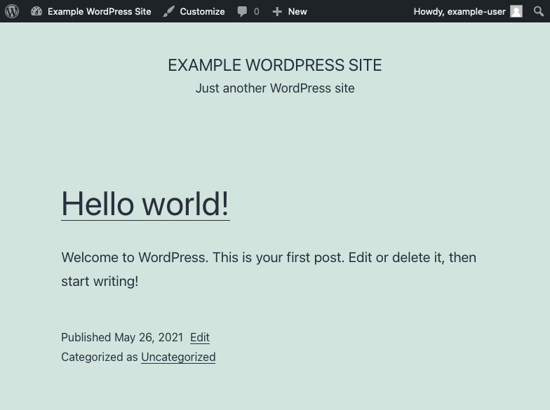 WordPress’s default, “Hello, World!” post.